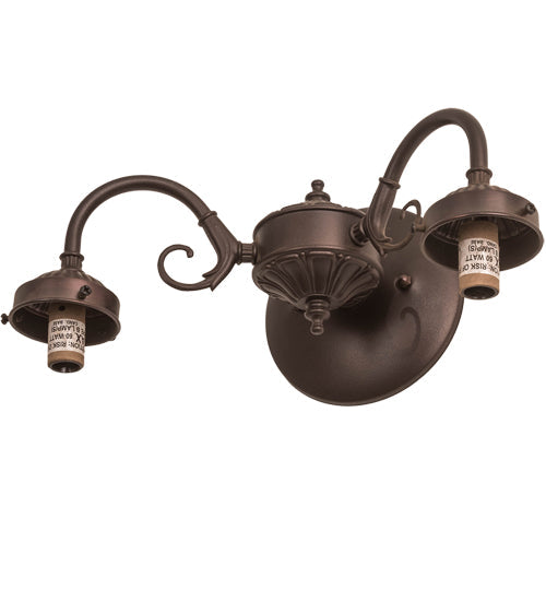 Meyda Lighting 12" 2-Light Mahogany Bronze Swing Arm Wall Sconce Hardware With Rotary Switch