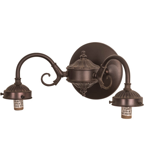 Meyda Lighting 12" 2-Light Mahogany Bronze Swing Arm Wall Sconce Hardware With Rotary Switch