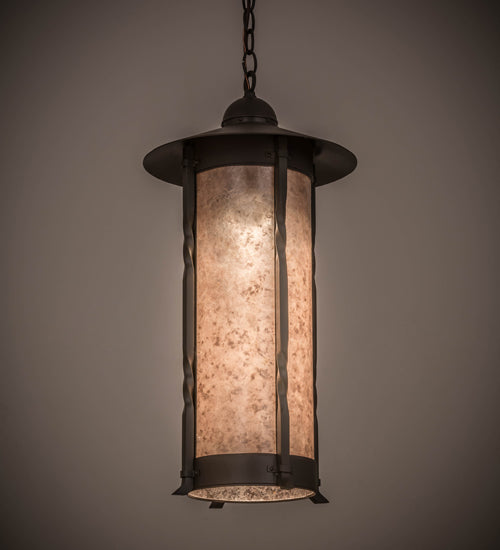 Meyda Lighting 12" Timeless Bronze Dorchester Pendant Light With Silver Mica Shade Glass