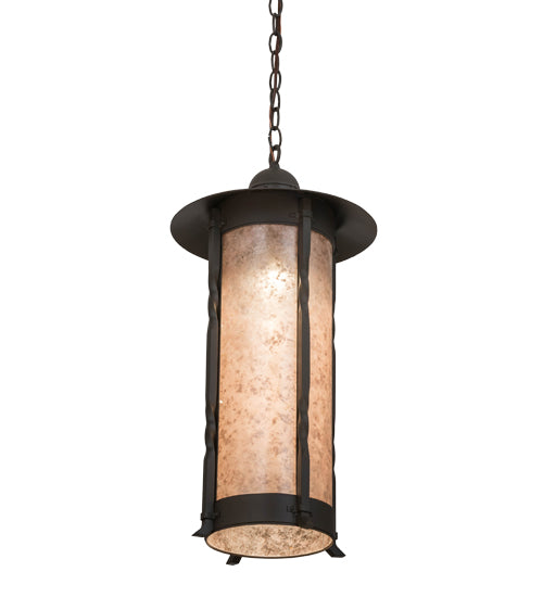 Meyda Lighting 12" Timeless Bronze Dorchester Pendant Light With Silver Mica Shade Glass