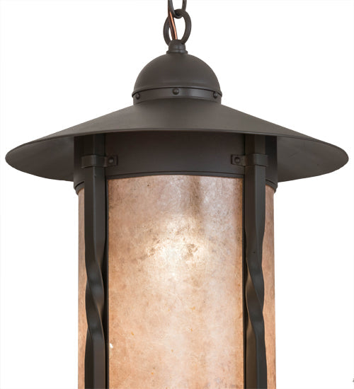 Meyda Lighting 12" Timeless Bronze Dorchester Pendant Light With Silver Mica Shade Glass