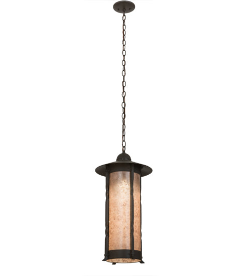 Meyda Lighting 12" Timeless Bronze Dorchester Pendant Light With Silver Mica Shade Glass