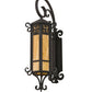 Meyda Lighting 13" Hand Wrought Iron Caprice Lantern Wall Sconce With Beige Art Shade Glass