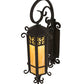 Meyda Lighting 13" Hand Wrought Iron Caprice Lantern Wall Sconce With Beige Art Shade Glass