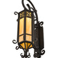 Meyda Lighting 13" Hand Wrought Iron Caprice Lantern Wall Sconce With Beige Art Shade Glass