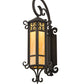 Meyda Lighting 13" Hand Wrought Iron Caprice Lantern Wall Sconce With Beige Art Shade Glass