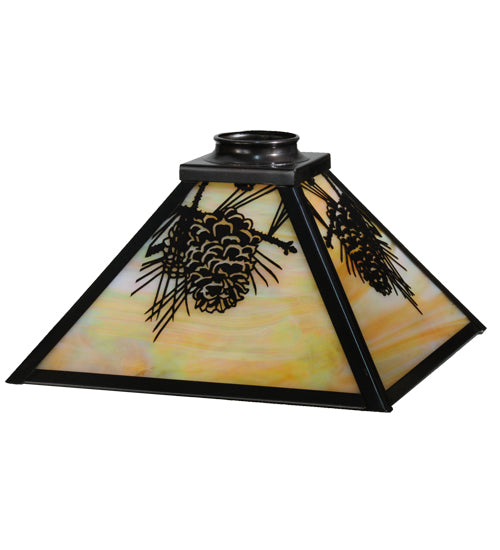 Meyda Lighting 13" Mission Pine Cone Beige Iridescent Shade Glass