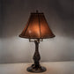 Meyda Lighting 14" 3-Light Mahogany Bronze Chamers Table Lamp With Brown Tan Faux Leather Shade