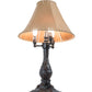 Meyda Lighting 14" 3-Light Mahogany Bronze Chamers Table Lamp With Brown Tan Faux Leather Shade