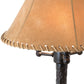 Meyda Lighting 14" 3-Light Mahogany Bronze Chamers Table Lamp With Brown Tan Faux Leather Shade