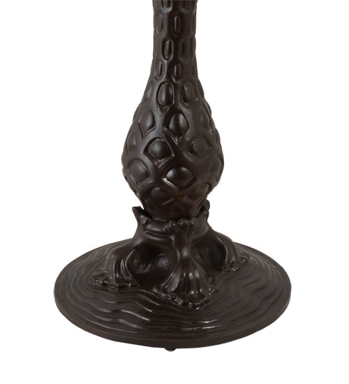 Meyda Lighting 14" 3-Light Mahogany Bronze Chamers Table Lamp With Brown Tan Faux Leather Shade
