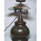 Meyda Lighting 14" 3-Light Original Antique Tiffany Acorn Table Lamp With Tobacco Leaf Shade Glass