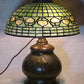 Meyda Lighting 14" 3-Light Original Antique Tiffany Acorn Table Lamp With Tobacco Leaf Shade Glass