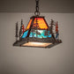 Meyda Lighting 14" Dark Burnished Antique Copper Pendant Light With Multi-Colored Shade Glass