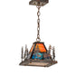 Meyda Lighting 14" Dark Burnished Antique Copper Pendant Light With Multi-Colored Shade Glass