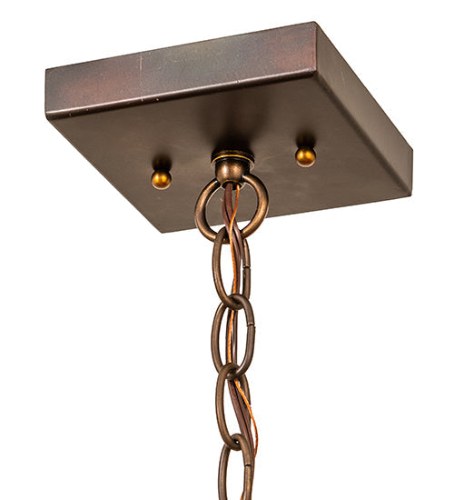 Meyda Lighting 14" Dark Burnished Antique Copper Pendant Light With Multi-Colored Shade Glass