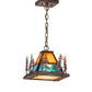 Meyda Lighting 14" Dark Burnished Antique Copper Pendant Light With Multi-Colored Shade Glass