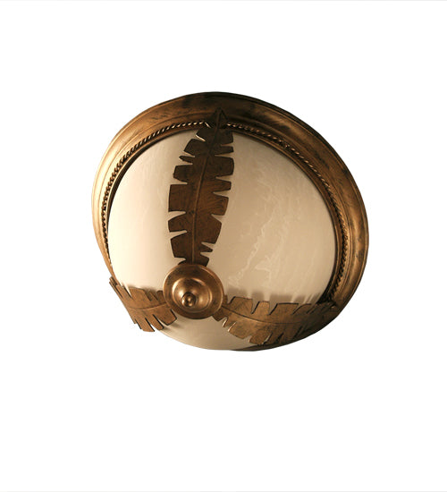 Meyda Lighting 14" French Copper Tiki Flush Mount Light With White Shade Glass