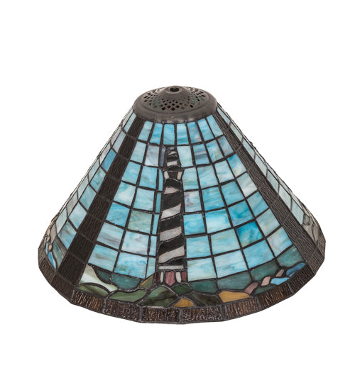 Meyda Lighting 14" Lighthouse Cone Multi-Colored Shade Glass