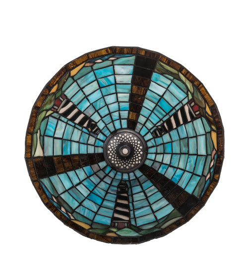Meyda Lighting 14" Lighthouse Cone Multi-Colored Shade Glass