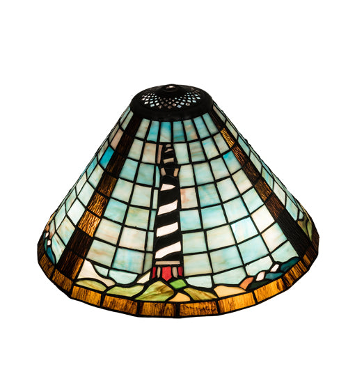 Meyda Lighting 14" Lighthouse Cone Multi-Colored Shade Glass