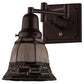 Meyda Lighting 14" Mahogany Bronze Ilona Swing Arm Wall Sconce With Honey & Beige Shade Glass