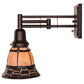 Meyda Lighting 14" Mahogany Bronze Ilona Swing Arm Wall Sconce With Honey & Beige Shade Glass