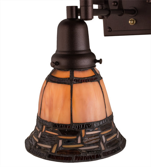 Meyda Lighting 14" Mahogany Bronze Ilona Swing Arm Wall Sconce With Honey & Beige Shade Glass