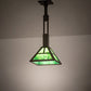 Meyda Lighting 14" Timeless Bronze "T" Mission Pendant Light With Green Art Shade Glass
