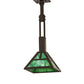 Meyda Lighting 14" Timeless Bronze "T" Mission Pendant Light With Green Art Shade Glass
