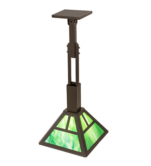 Meyda Lighting 14" Timeless Bronze "T" Mission Pendant Light With Green Art Shade Glass