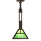 Meyda Lighting 14" Timeless Bronze "T" Mission Pendant Light With Green Art Shade Glass