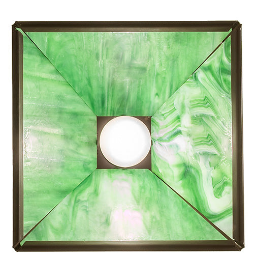 Meyda Lighting 14" Timeless Bronze "T" Mission Pendant Light With Green Art Shade Glass