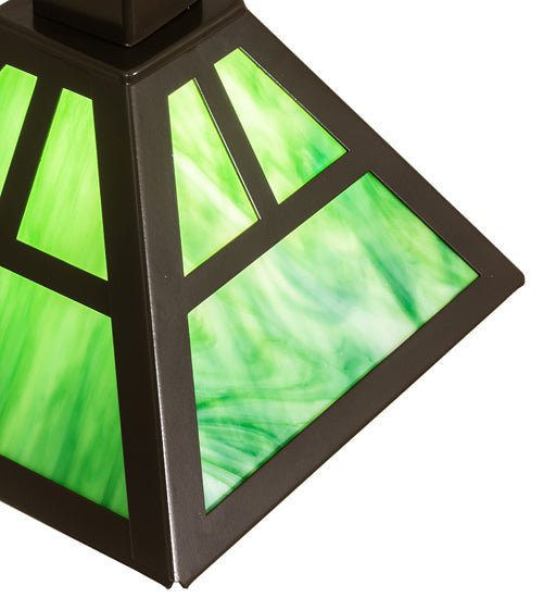 Meyda Lighting 14" Timeless Bronze "T" Mission Pendant Light With Green Art Shade Glass