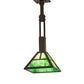 Meyda Lighting 14" Timeless Bronze "T" Mission Pendant Light With Green Art Shade Glass
