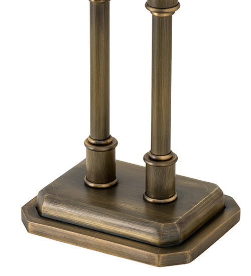 Meyda Lighting 16" 2-Light Antique Brass Templeton Brass Table Lamp With White Textrene Shade