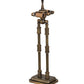 Meyda Lighting 16" 2-Light Antique Brass Templeton Brass Table Lamp With White Textrene Shade