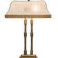 Meyda Lighting 16" 2-Light Antique Brass Templeton Brass Table Lamp With White Textrene Shade