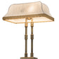 Meyda Lighting 16" 2-Light Antique Brass Templeton Brass Table Lamp With White Textrene Shade