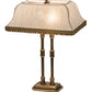 Meyda Lighting 16" 2-Light Antique Brass Templeton Brass Table Lamp With White Textrene Shade