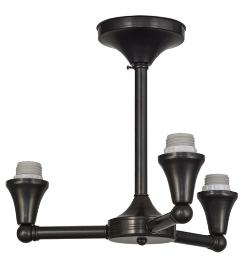 Meyda Lighting 16" 3-Light Craftsman Brown on Brass Flush Mount Light Hardware