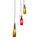 Meyda Lighting 16" 3-Light Textured Black Pendant Light With Multi-Colored Wine Bottle Shade Glass