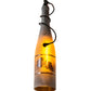 Meyda Lighting 16" 3-Light Textured Black Pendant Light With Multi-Colored Wine Bottle Shade Glass
