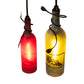 Meyda Lighting 16" 3-Light Textured Black Pendant Light With Multi-Colored Wine Bottle Shade Glass