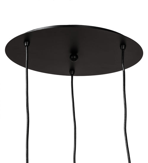 Meyda Lighting 16" 3-Light Textured Black Pendant Light With Multi-Colored Wine Bottle Shade Glass