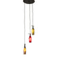 Meyda Lighting 16" 3-Light Textured Black Pendant Light With Multi-Colored Wine Bottle Shade Glass