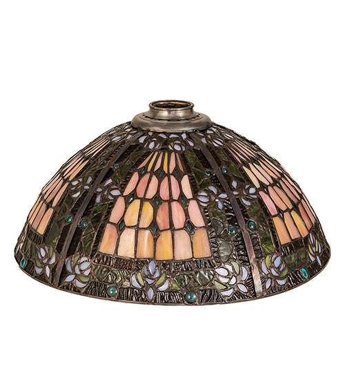 Meyda Lighting 16" Fleur-de-lis Multi-Colored Stained Shade Glass