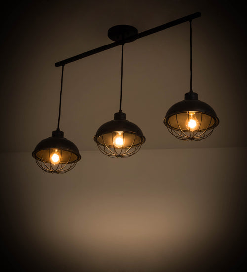 Meyda Lighting 178732 42" 3-Light Solar Black Island Pendant Light