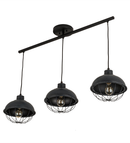 Meyda Lighting 178732 42" 3-Light Solar Black Island Pendant Light