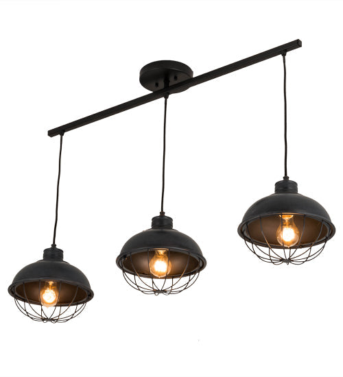Meyda Lighting 178732 42" 3-Light Solar Black Island Pendant Light